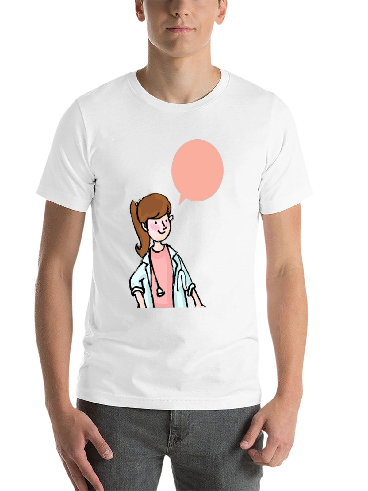 Cartoon Doctor Graphic Black T-Shirt