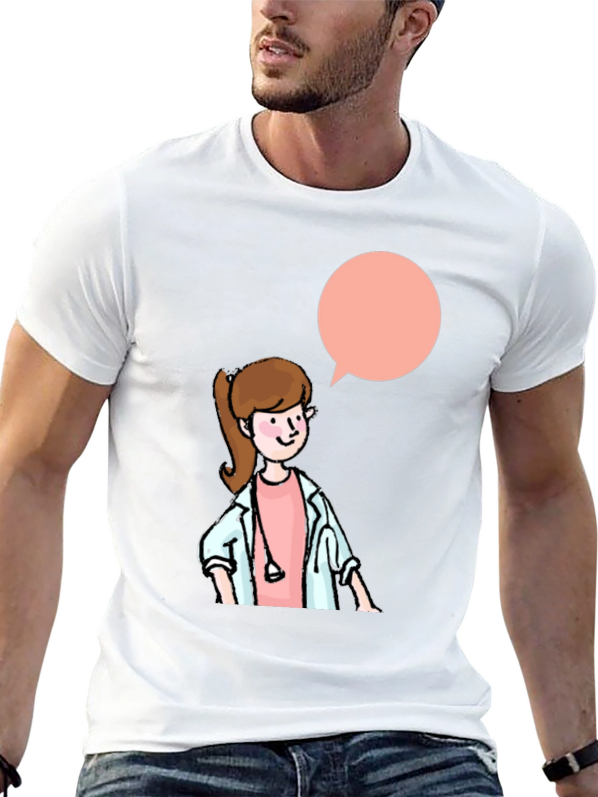 Cartoon Doctor Graphic Black T-Shirt