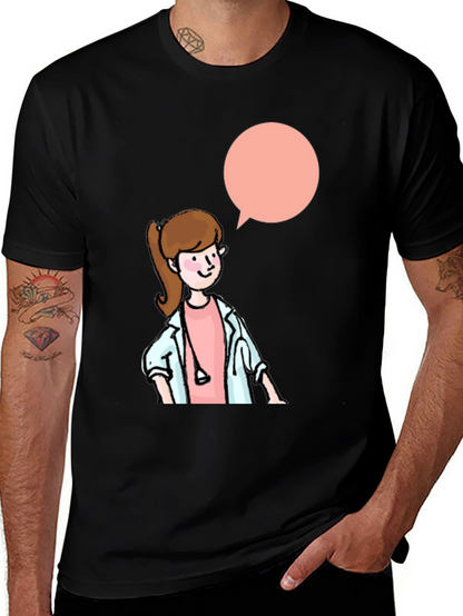 Cartoon Doctor Graphic Black T-Shirt