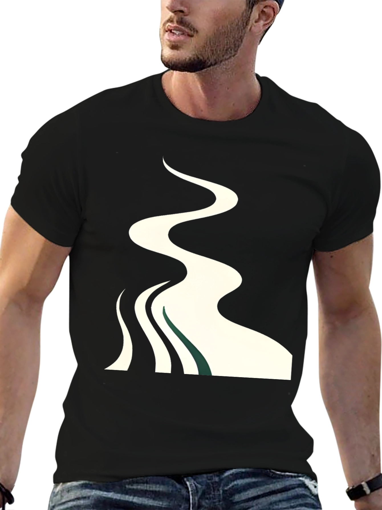 Abstract River Graphic T-Shirt - Stylish Casual Wear