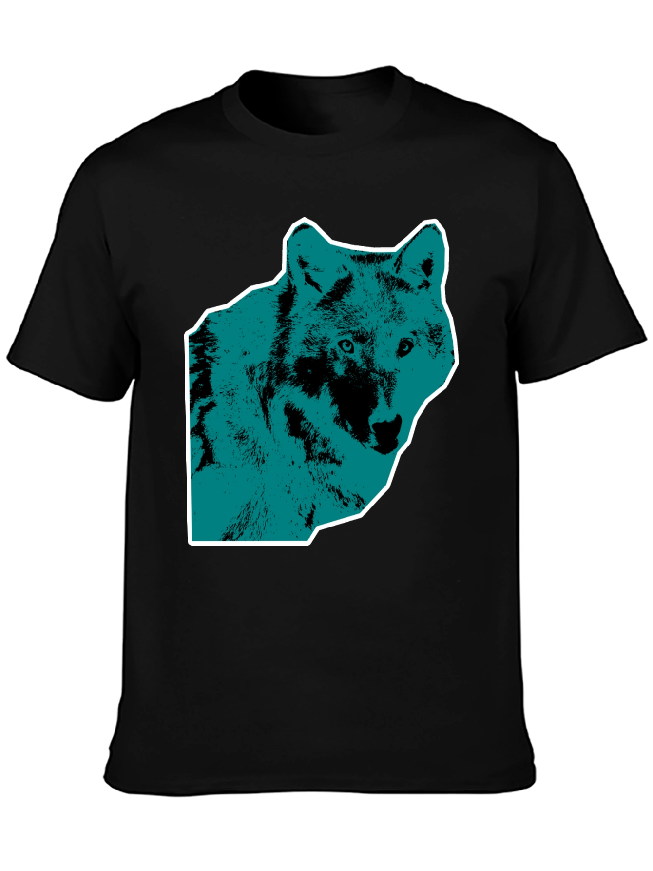 Wolf Graphic Print Mens Black T-Shirt