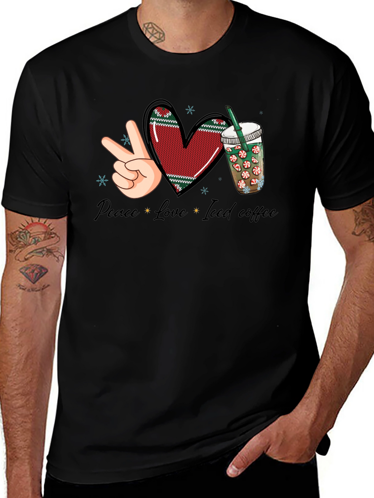 Peace Love Iced Coffee Graphic Tee