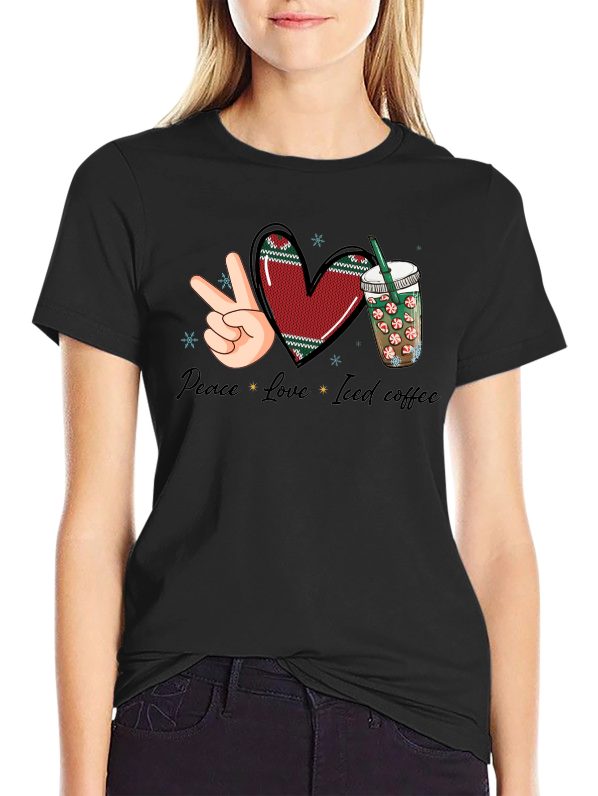 Peace Love Iced Coffee Graphic Tee