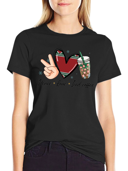 Peace Love Iced Coffee Graphic Tee