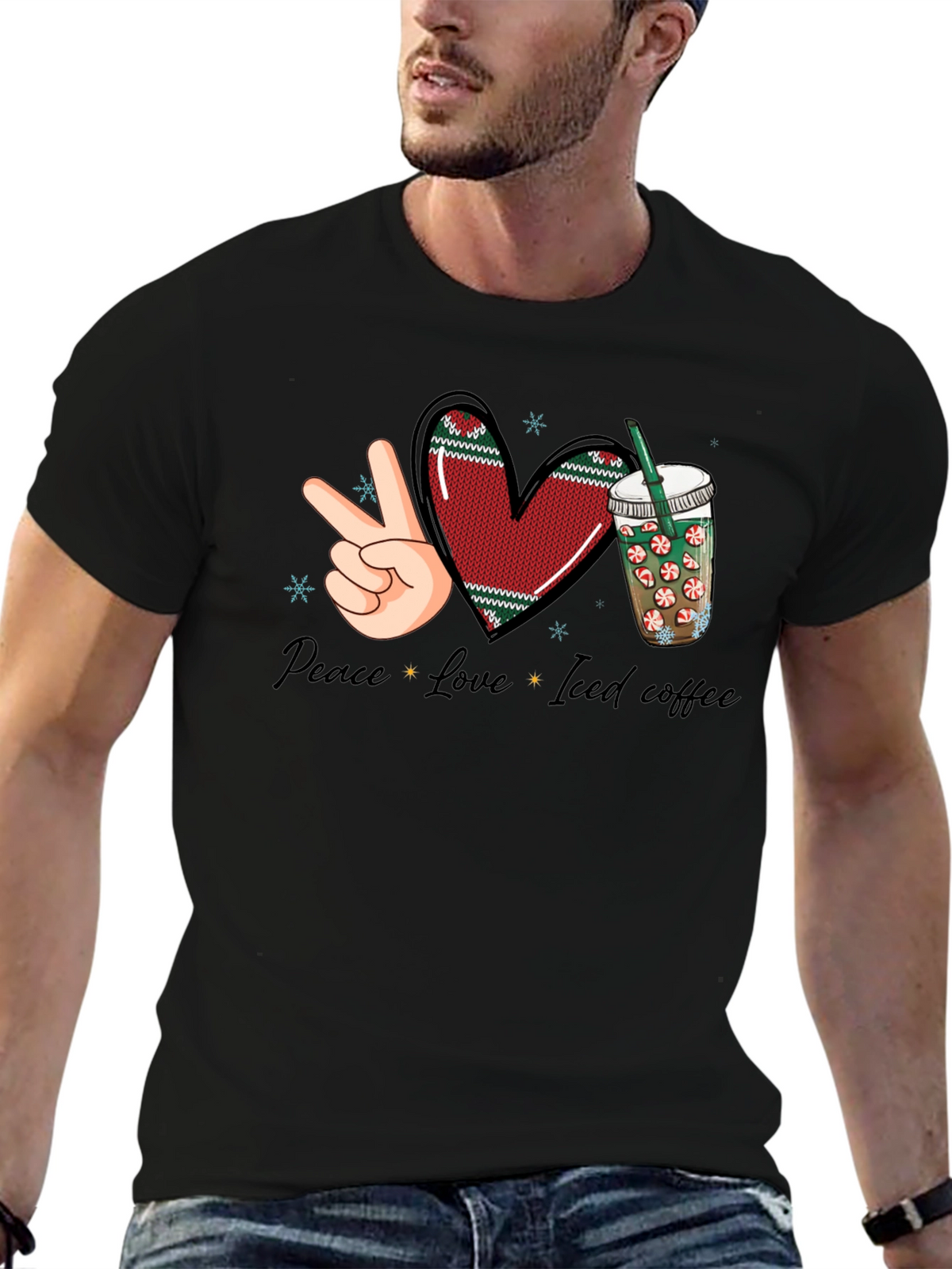 Peace Love Iced Coffee Graphic Tee