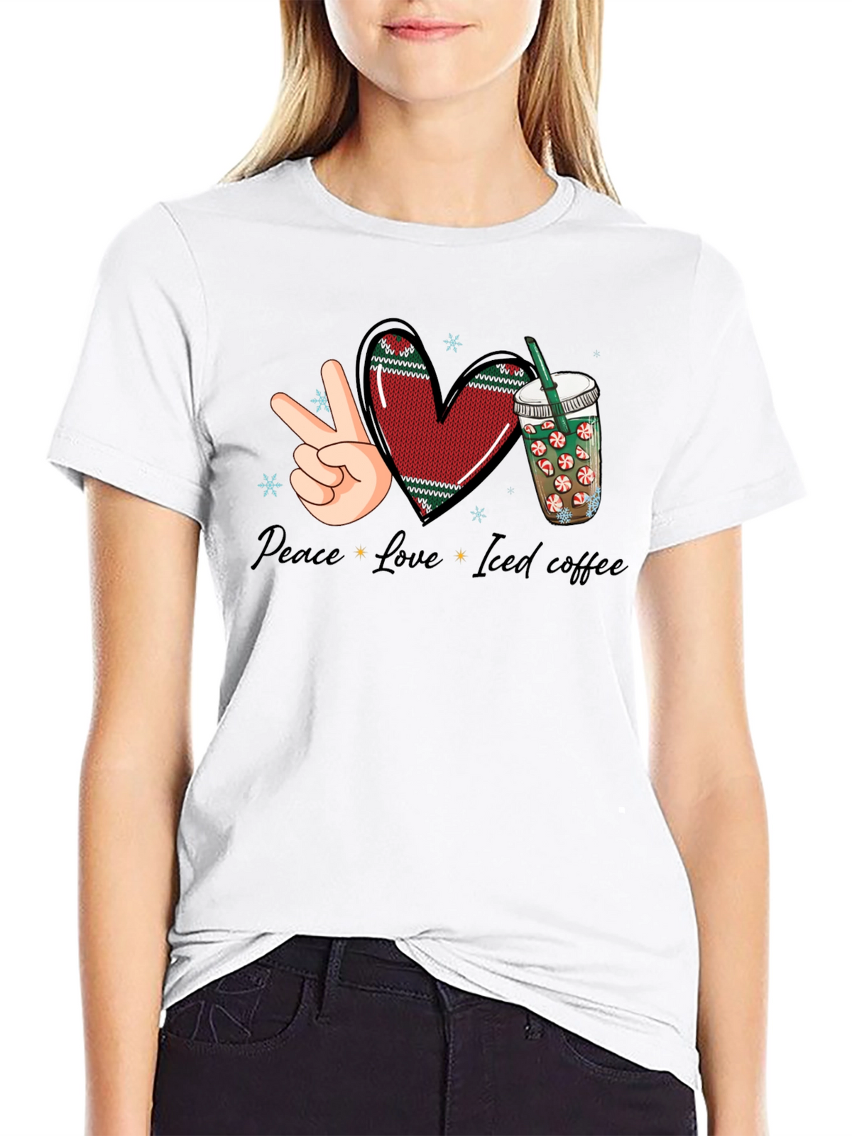 Peace Love Iced Coffee Graphic Tee