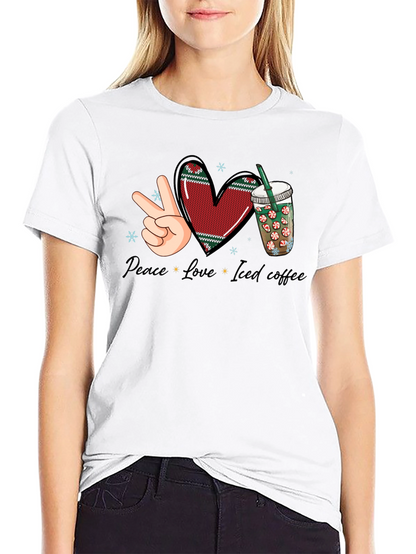 Peace Love Iced Coffee Graphic Tee