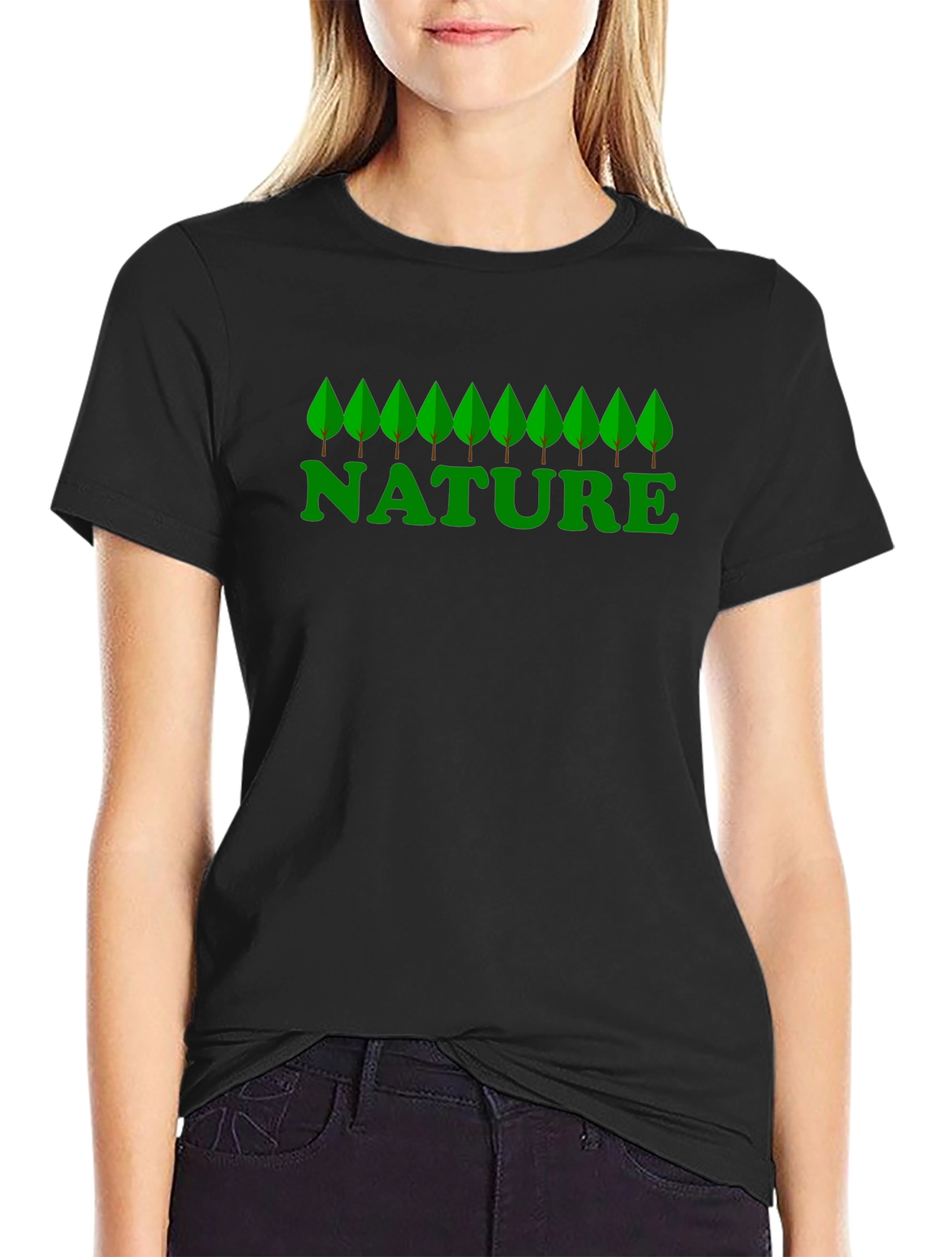 Nature Graphic Print Black T-Shirt