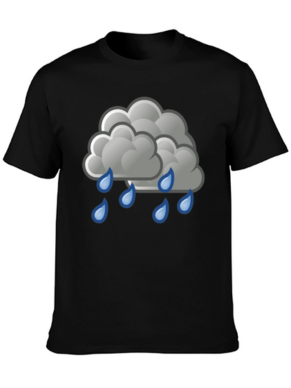 Rain Cloud Graphic Tee - Black Cotton Shirt