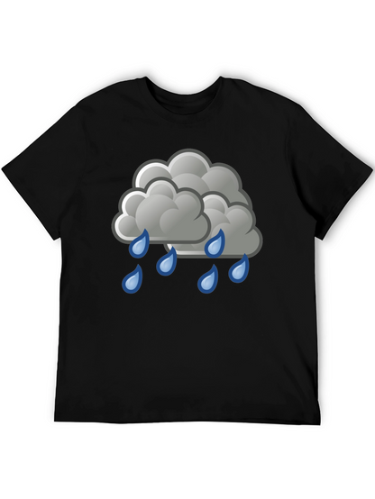 Rain Cloud Graphic Tee - Black Cotton Shirt