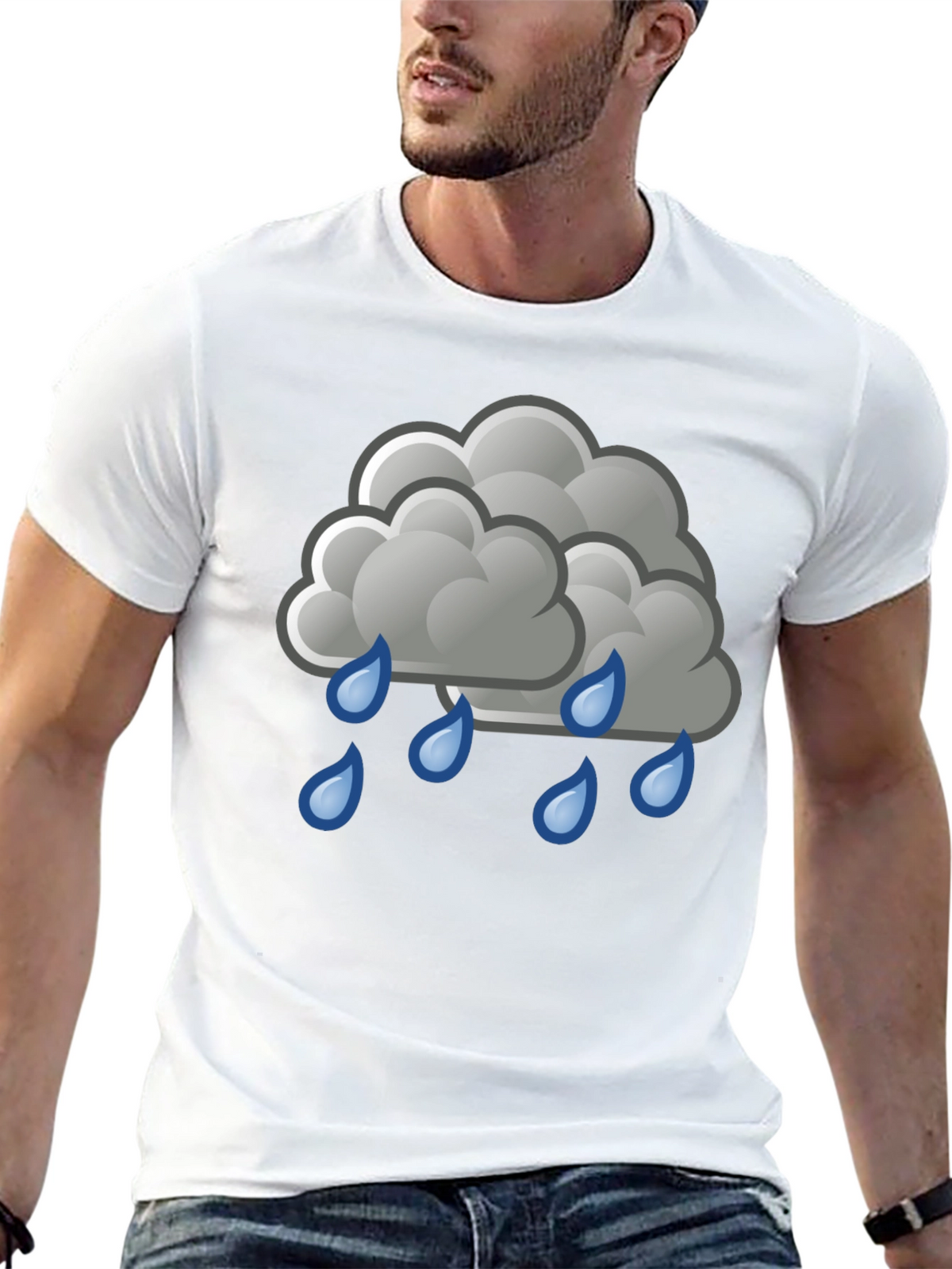 Rain Cloud Graphic Tee - Black Cotton Shirt
