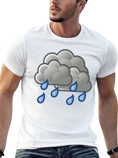 Rain Cloud Graphic Tee - Black Cotton Shirt