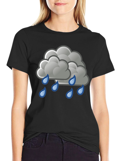Rain Cloud Graphic Tee - Black Cotton Shirt