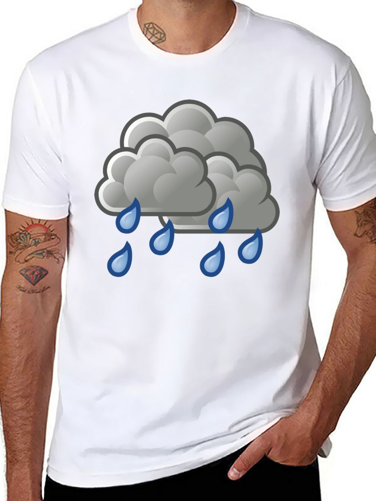 Rain Cloud Graphic Tee - Black Cotton Shirt
