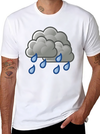 Rain Cloud Graphic Tee - Black Cotton Shirt