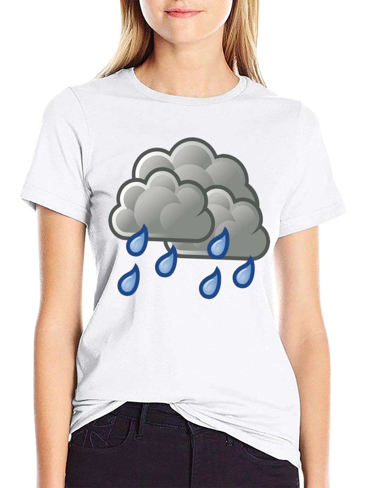 Rain Cloud Graphic Tee - Black Cotton Shirt