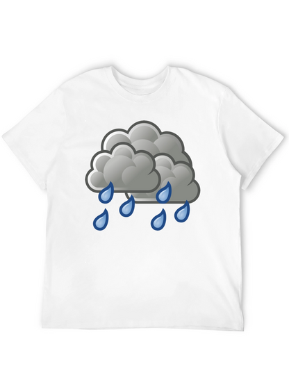Rain Cloud Graphic Tee - Black Cotton Shirt