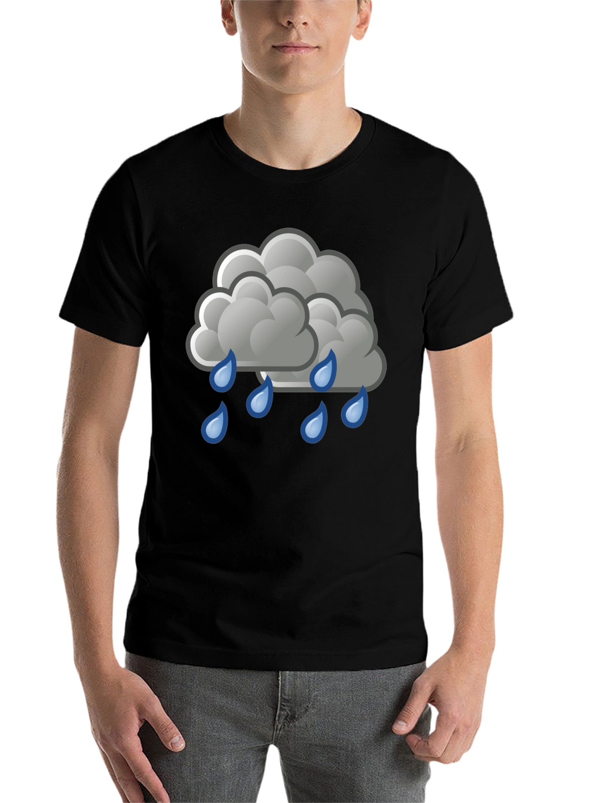 Rain Cloud Graphic Tee - Black Cotton Shirt