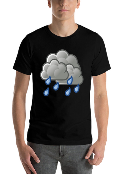 Rain Cloud Graphic Tee - Black Cotton Shirt