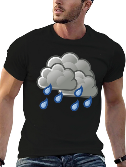 Rain Cloud Graphic Tee - Black Cotton Shirt