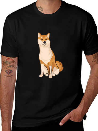 Shiba Inu Graphic Tee - Black Cotton T-Shirt
