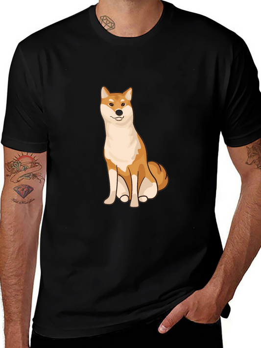 Shiba Inu Graphic Tee - Black Cotton T-Shirt