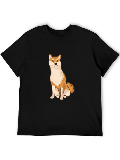 Shiba Inu Graphic Tee - Black Cotton T-Shirt