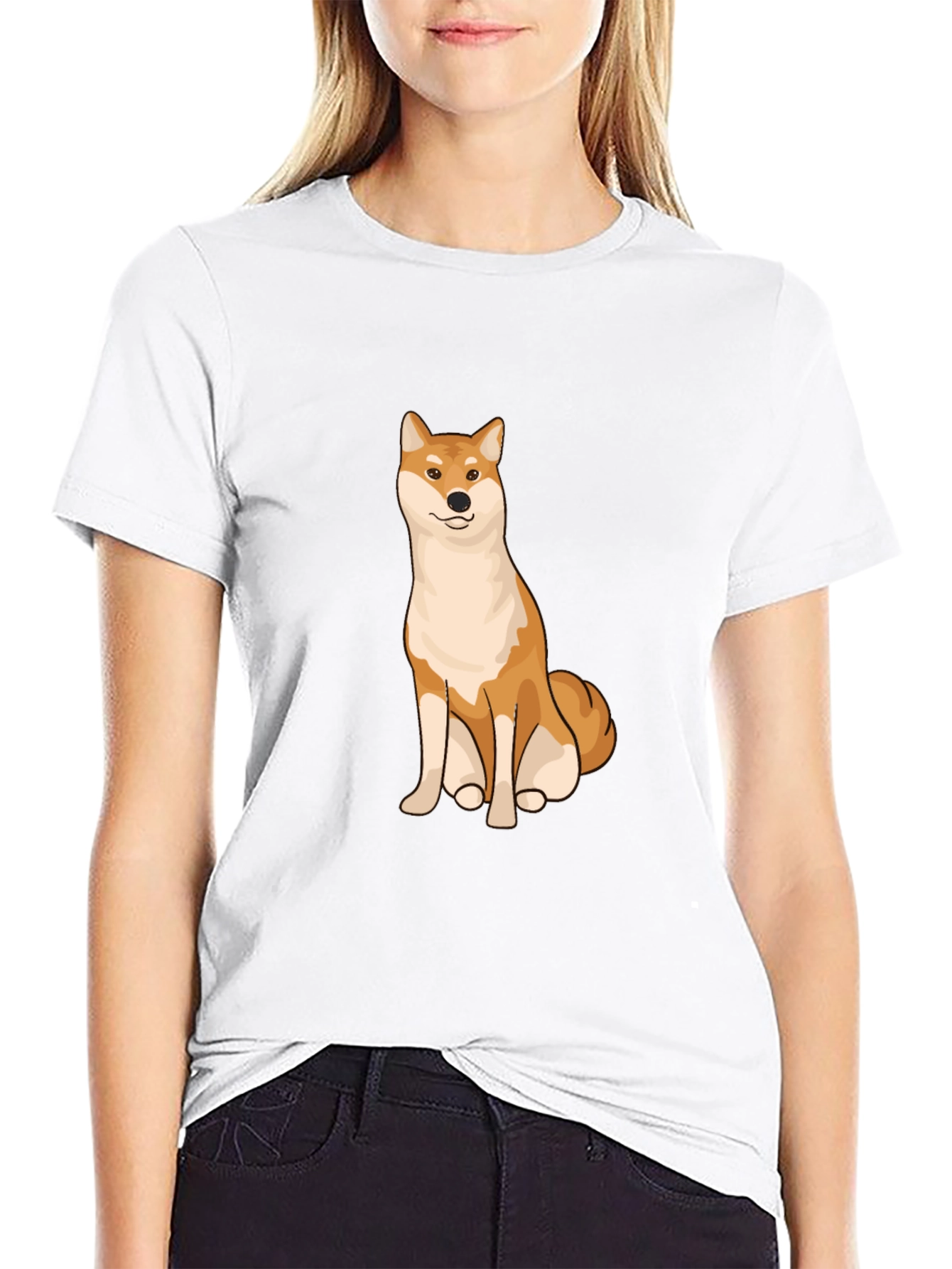 Shiba Inu Graphic Tee - Black Cotton T-Shirt