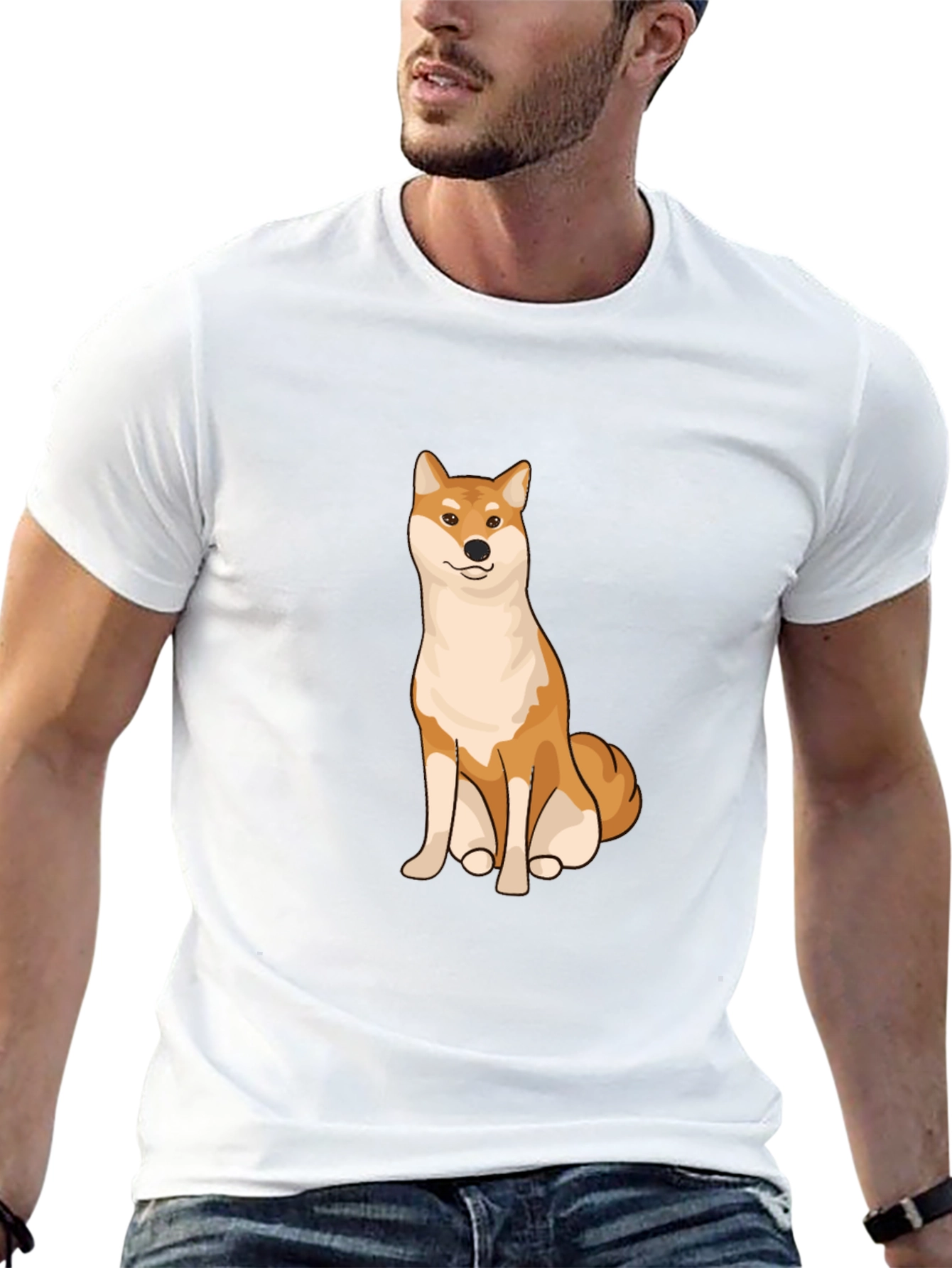 Shiba Inu Graphic Tee - Black Cotton T-Shirt