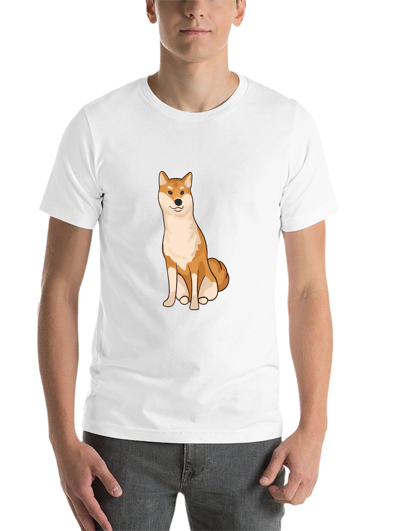 Shiba Inu Graphic Tee - Black Cotton T-Shirt