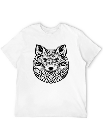 Geometric Wolf Graphic Black T-Shirt