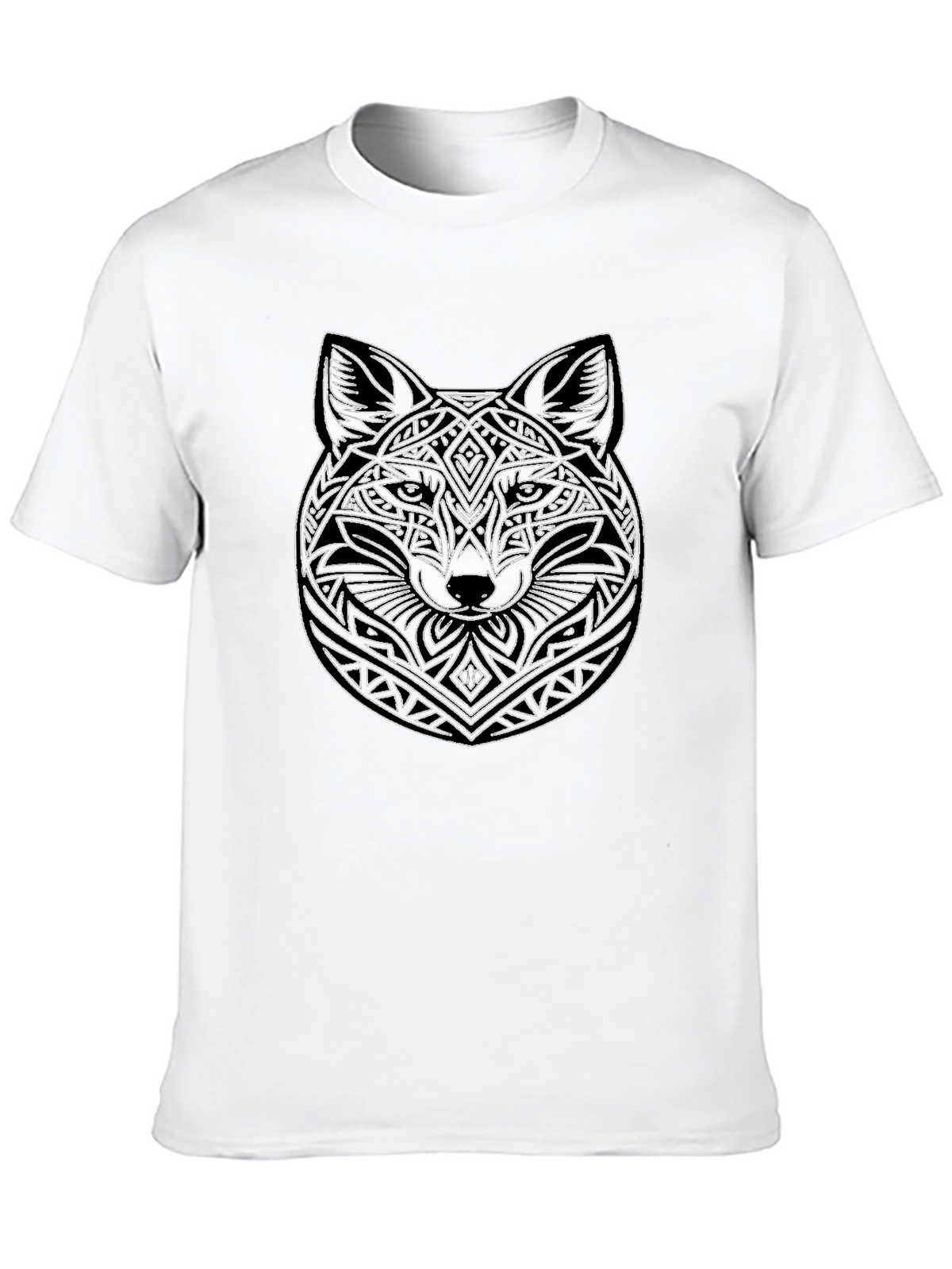 Geometric Wolf Graphic Black T-Shirt