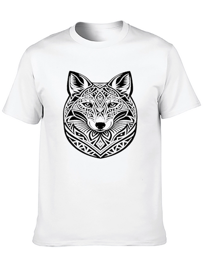 Geometric Wolf Graphic Black T-Shirt