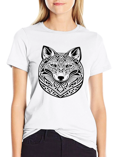Geometric Wolf Graphic Black T-Shirt
