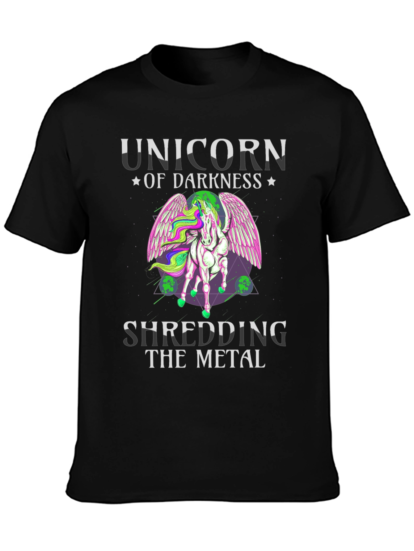 Unicorn of Darkness Shredding Metal T-Shirt