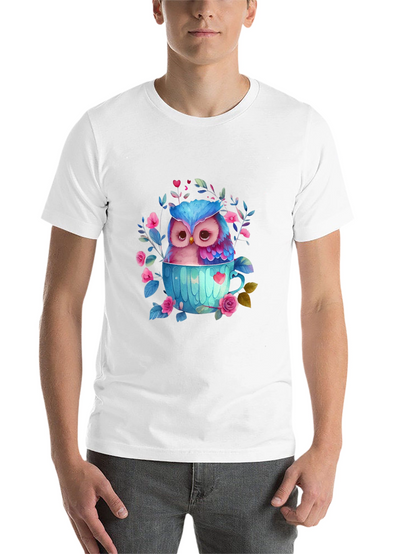 Owl in Teacup Graphic Tee - Cute Bird T-Shirt