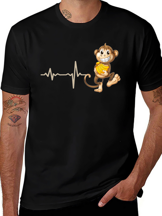 Funny Monkey Heartbeat T-Shirt - Novelty Tee