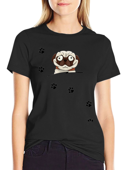 Cartoon Pug Dog Peek T-Shirt