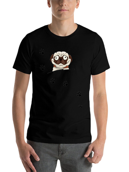Cartoon Pug Dog Peek T-Shirt
