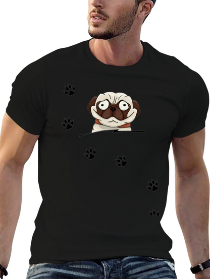 Cartoon Pug Dog Peek T-Shirt