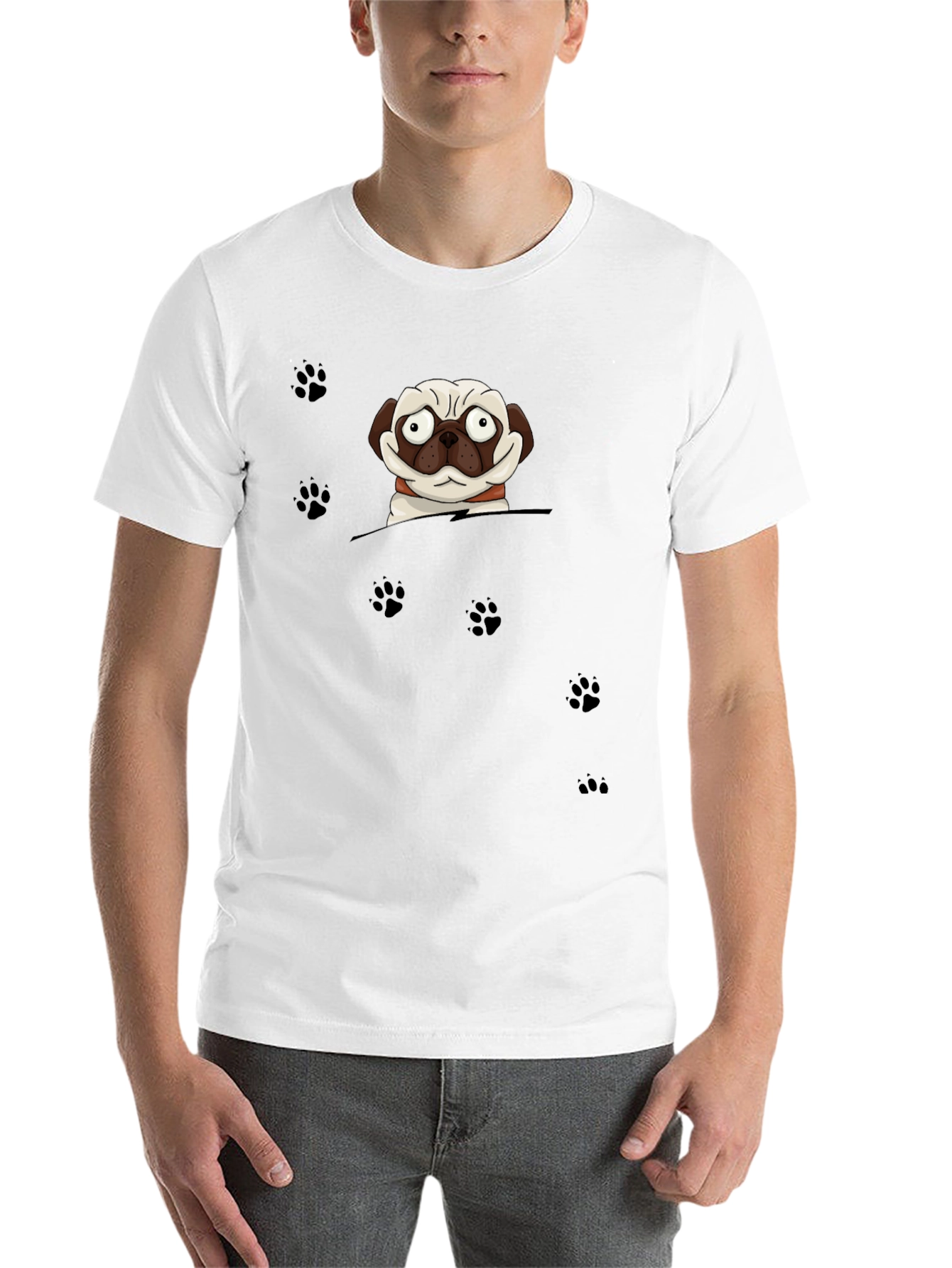 Cartoon Pug Dog Peek T-Shirt