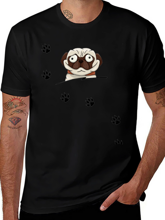 Cartoon Pug Dog Peek T-Shirt