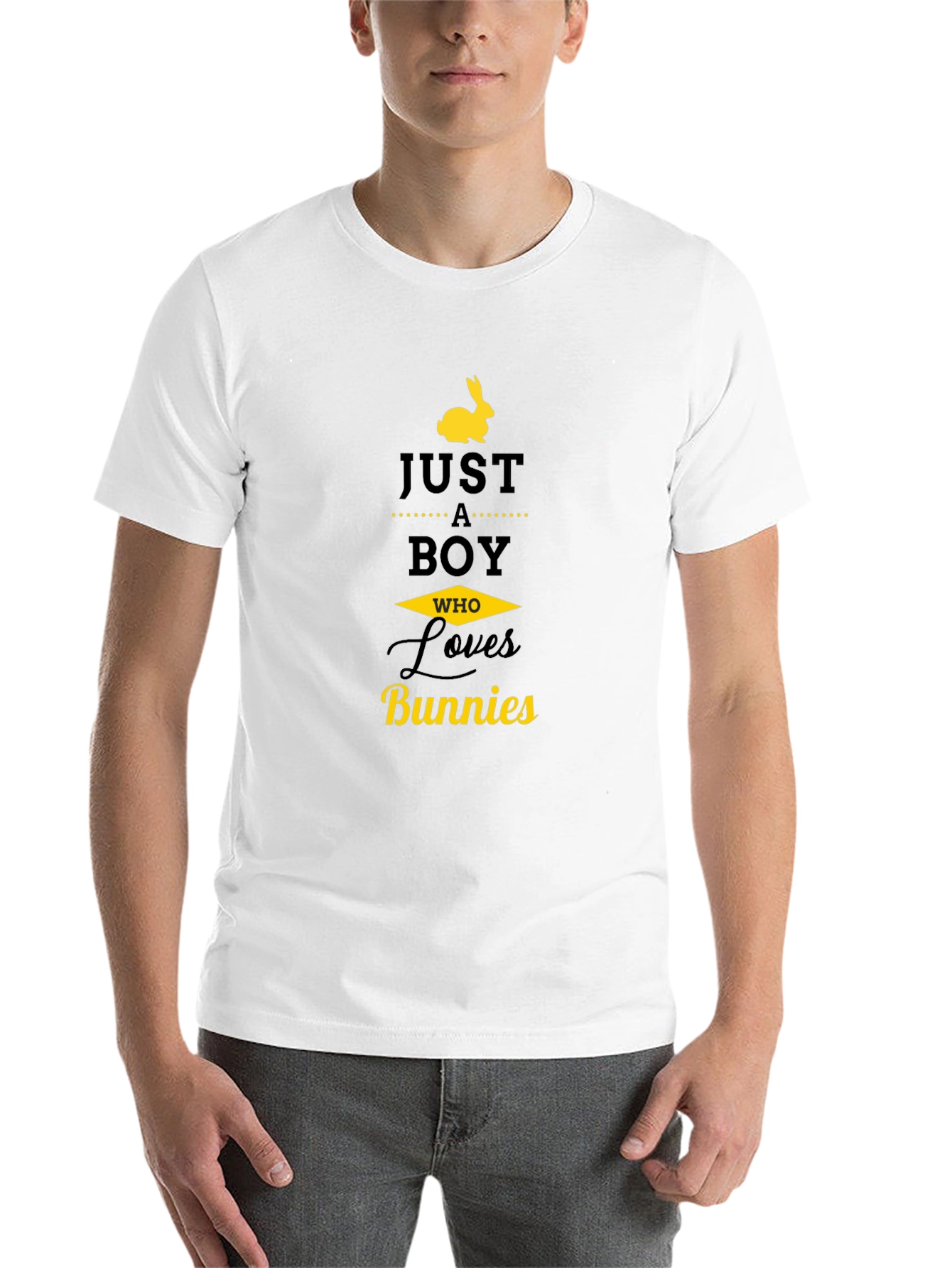 Just a Boy Who Loves Bunnies Black T-Shirt