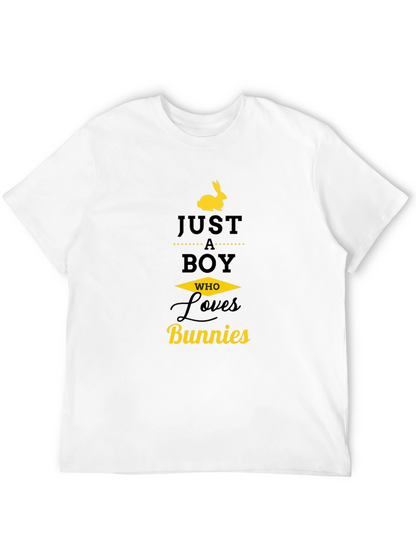 Just a Boy Who Loves Bunnies Black T-Shirt
