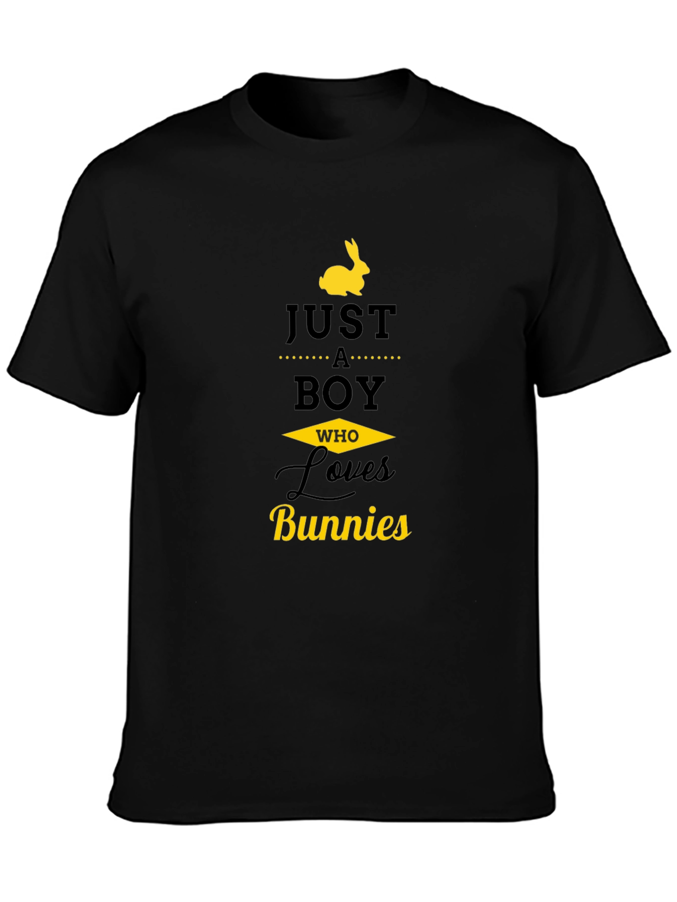 Just a Boy Who Loves Bunnies Black T-Shirt