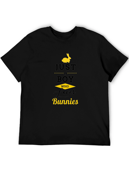 Just a Boy Who Loves Bunnies Black T-Shirt