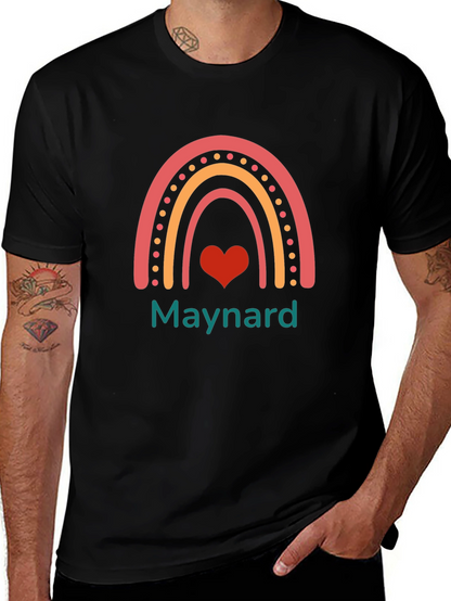 Rainbow Heart Graphic Tee - Maynard Text T-Shirt
