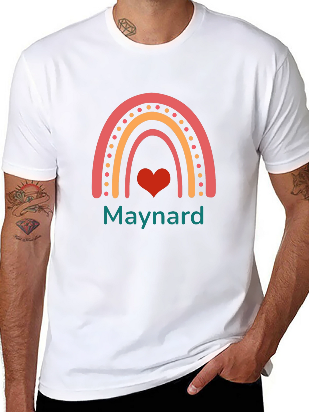 Rainbow Heart Graphic Tee - Maynard Text T-Shirt