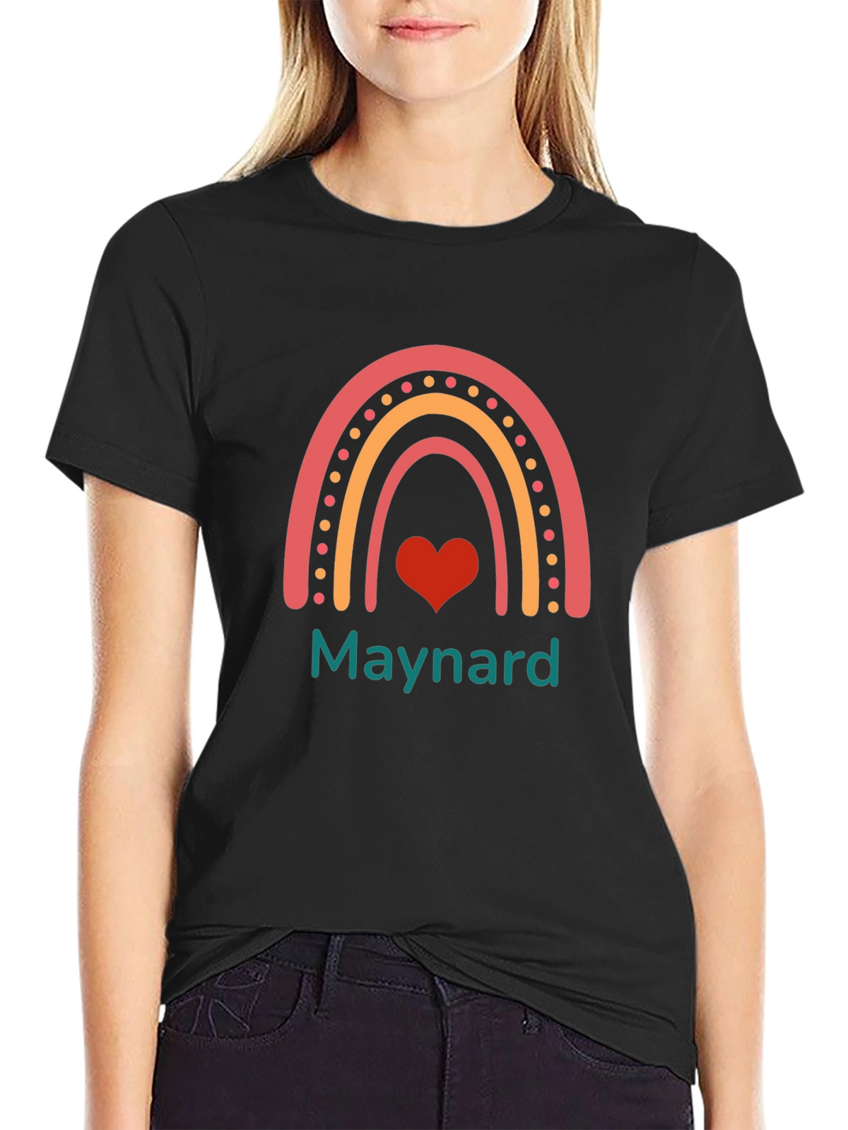 Rainbow Heart Graphic Tee - Maynard Text T-Shirt