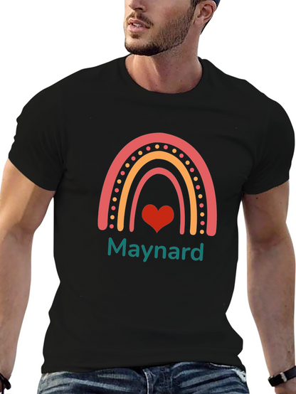 Rainbow Heart Graphic Tee - Maynard Text T-Shirt